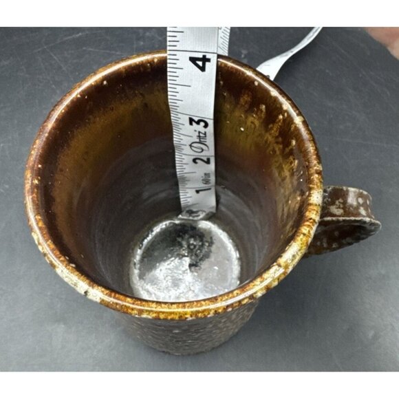 VTG Studio Art Pottery Mixed Artist Brown Coffee Tea Mug Set Of 4 Signed - Picture 7 of 16